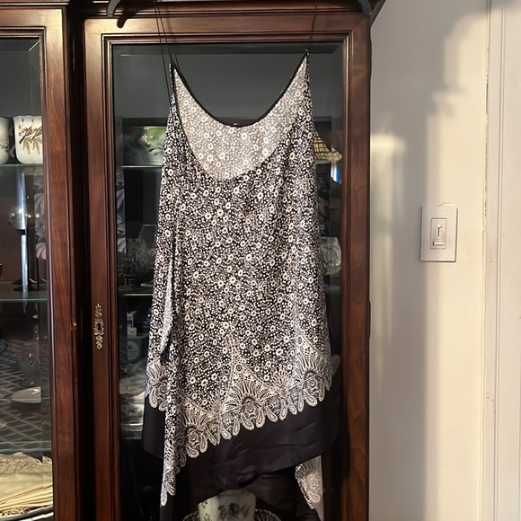 HELMUT LANG SILK BLACK AND WHITE PAISLEY TANK TOP - Picture 6 of 9